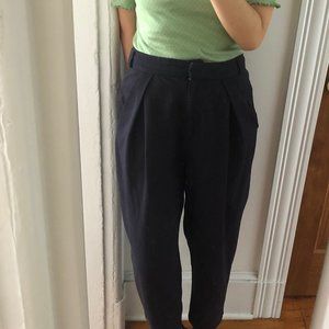 French Connection navy pleated trousers